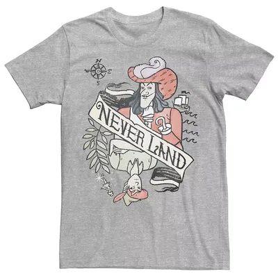 Disney Men's Disney Peter Pan Captain Hook Playing Card Tee, Size: XL, Med Grey