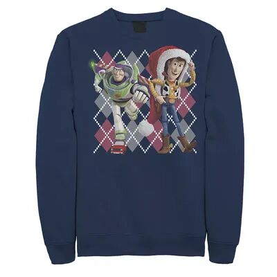 Disney Men's Disney / Pixar Toy Story Woody & Buzz Holiday Portrait Sweatshirt, Size: Small, Blue