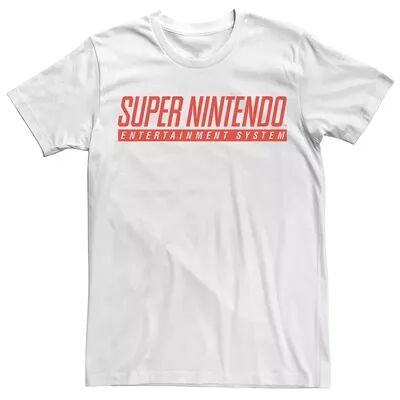 Licensed Character Men's Nintendo Super Nintendo Entertainment System Classic Logo Tee, Size: Medium, White