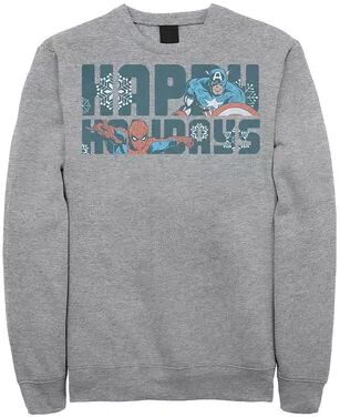 Marvel Men's Marvel Happy Holiday Heroes Seasonal Fleece, Size: Large, Med Grey