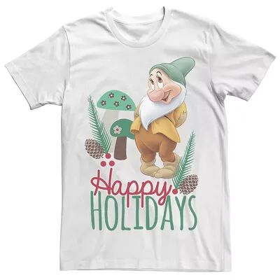 Disney s Men's Snow White Bashful Happy Holidays Graphic Tee, Size: Small
