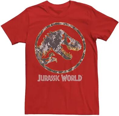 Licensed Character Men's Jurassic World Camouflage Yellow Outline Fossil Coin Logo Tee, Size: 3XL, Red