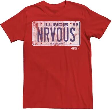 Licensed Character Men's Ferris Bueller Nervous License Plate Tee, Size: Large, Red