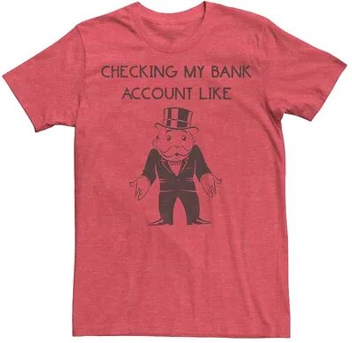 Licensed Character Men's Monopoly Checking My Bank Account Like Tee, Size: Large, Red