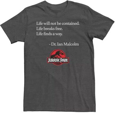 Licensed Character Men's Jurassic Park Life Finds A Way Quote Tee, Size: XL, Dark Grey