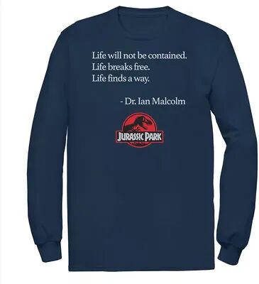 Licensed Character Men's Jurassic Park Life Finds A Way Quote Tee, Size: XL, Blue