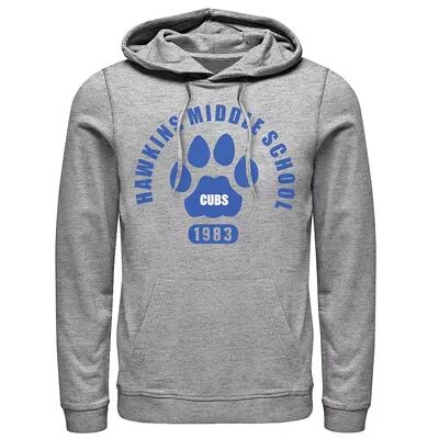 Licensed Character Men's Netflix Stranger Things Hawkins Middle School Cubs 1983 Hoodie, Size: Small, Med Grey
