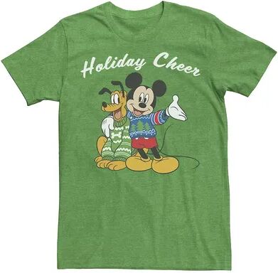 Disney Men's Disney Mickey And Pluto Holiday Cheer Christmas Tee, Size: Small, Med Green