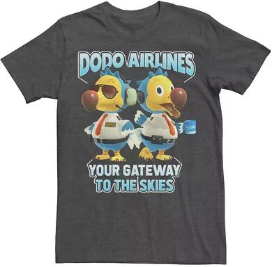 Licensed Character Men's Animal Crossing Dodo Airlines Your Gateway To The Skies Tee, Size: Small, Dark Grey