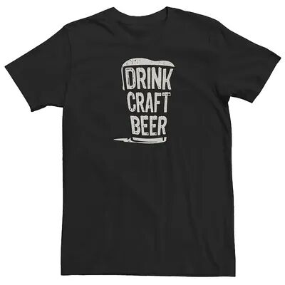 Licensed Character Big & Tall Drink Craft Beer Text Tee, Men's, Size: Large Tall, Black