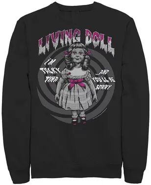 Licensed Character Men's Twilight Zone Living Doll Talky Tina Creepy Sweatshirt, Size: Large, Black