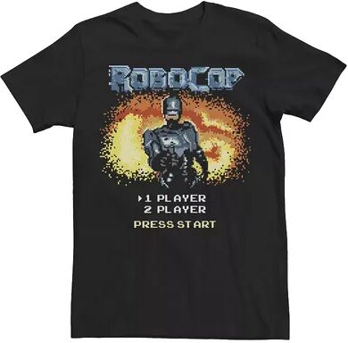 Licensed Character Men's RoboCop Video Game Start Menu Pixelated Portrait Tee, Size: XL, Black