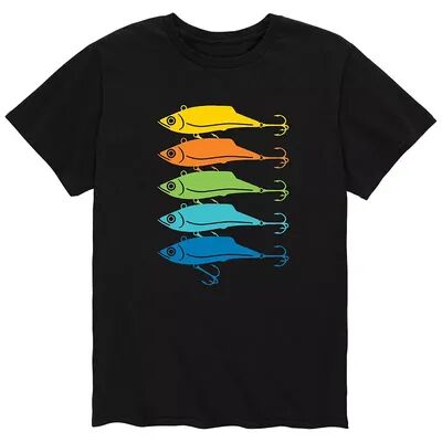 Licensed Character Men's Rainbow Fishing Lures Tee, Size: XXL, Black