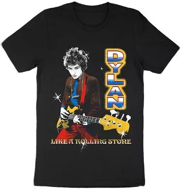 Licensed Character Men's Bob Dylan Electric Guitar Tee, Size: XXL, Black