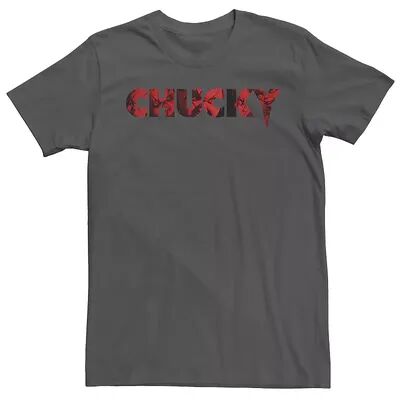 Licensed Character Men's Chucky Red Text Good Guys Doll Fill Tee, Size: Large, Grey