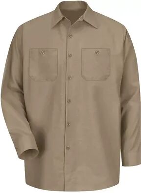 Red Kap Men's Red Kap Classic-Fit Industrial Button-Down Work Shirt, Size: XXL, Beig/Green