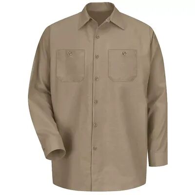 Red Kap Men's Red Kap Classic-Fit Industrial Button-Down Work Shirt, Size: Large, Beig/Green