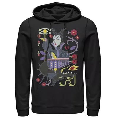 Disney Men's Disney Sleeping Beauty Maleficent Playing Card Hoodie, Size: Small, Black