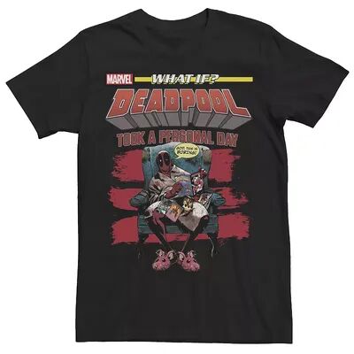 Marvel Men's Marvel What If Deadpool Took A Personal Day Comic Cover Tee, Size: Small, Black