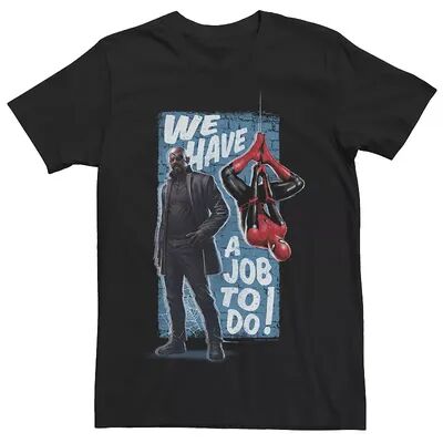 Marvel Men's Marvel Spider-Man Far From Home We Have A job To Do Poster Tee, Size: Medium, Black