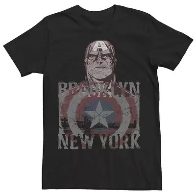 Marvel Men's Marvel Captain America Watches Over Brooklyn NY Tee, Size: Small, Black