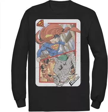 Licensed Character Men's DC Comics Superman Doomsday Playing Card Tee, Size: Medium, Black