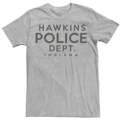 Licensed Character Men's Netflix Stranger Things Hawkins Police Dept. Indiana Tee, Size: Large, Med Grey