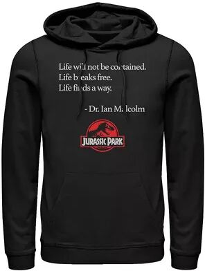 Licensed Character Men's Jurassic Park Life Finds A Way Quote Hoodie, Size: Medium, Black