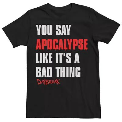 Licensed Character Men's Netflix Daybreak You Say Apocalypse Like It's Bad Text Stack Tee, Size: XL, Black