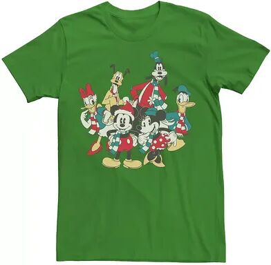 Disney Men's Mickey Classic Holiday Group Christmas Group Shot Tee, Size: XL, Med Green