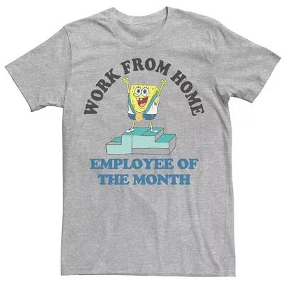 Licensed Character Men's SpongeBob SquarePants Work From Home Employee Of The Month Tee, Size: XXL, Med Grey