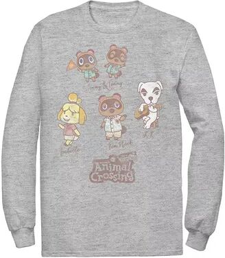 Licensed Character Men's Animal Crossing New Horizons Group Shot Names Tee, Size: Small, Med Grey