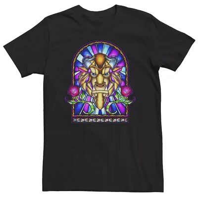 Licensed Character Big & Tall Disney Beauty And The Beast Stained Glass Window Tee, Men's, Size: LT, Black