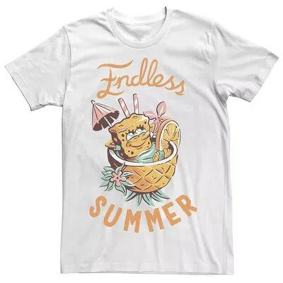 Licensed Character Men's SpongeBob SquarePants Endless Summer Pineapple Drink Tee, Size: Large, White