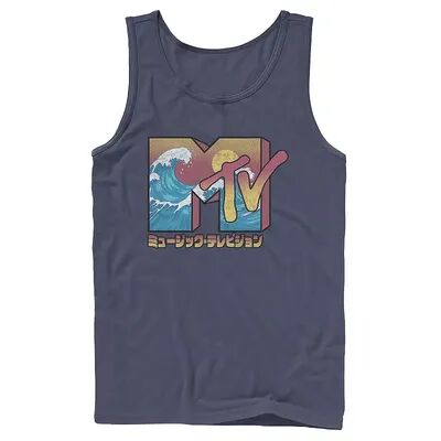 Licensed Character Men's MTV Music Television Japan Wave Logo Tee, Size: XL, Blue