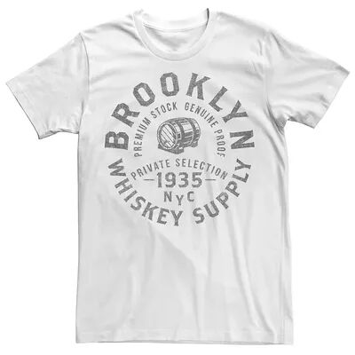 Licensed Character Men's Brooklyn Whiskey Supply Premium Stock Genuine Label Tee, Size: Small, White