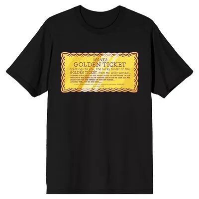 Licensed Character Men's Willy Wonka Golden Ticket Tee, Size: Small, Black