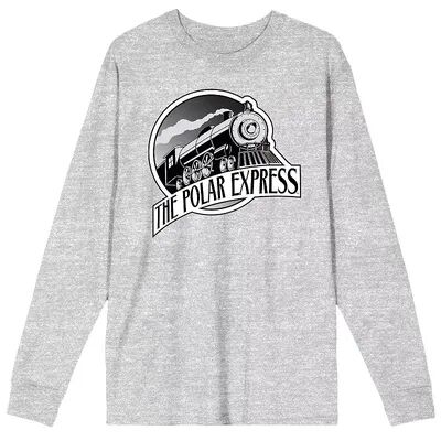 Licensed Character Men's Polar Express Train Logo Long Sleeve Tee, Size: Large, Grey