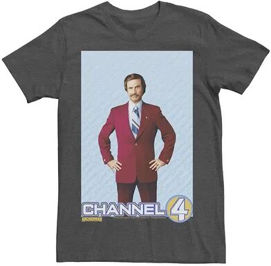 Licensed Character Men's Anchorman Ron Burgundy Channel 4 Portrait Tee, Size: Large, Dark Grey