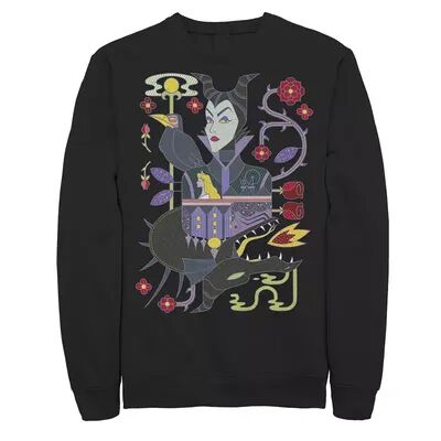 Disney Men's Disney Sleeping Beauty Maleficent Playing Card Sweatshirt, Size: XXL, Black