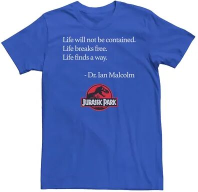 Licensed Character Men's Jurassic Park Life Finds A Way Quote Tee, Size: XL, Med Blue