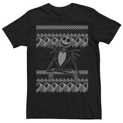 Disney Men's Disney The Nightmare Before Christmas Jack Ugly Pattern Tee, Size: Small, Black