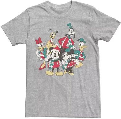 Disney Men's Mickey Classic Holiday Group Christmas Group Shot Tee, Size: XL, Med Grey