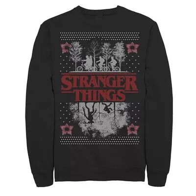 Licensed Character Men's Netflix Stranger Things Ugly Christmas Sweater Style Sweatshirt, Size: Medium, Black