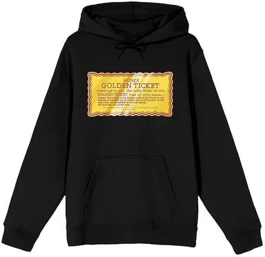 Licensed Character Men's Willy Wonka Golden Ticket Hoodie, Size: Small, Black