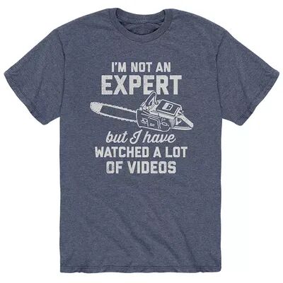 Licensed Character Men's Not An Expert Videos Chainsaw Tee, Size: Medium, Blue