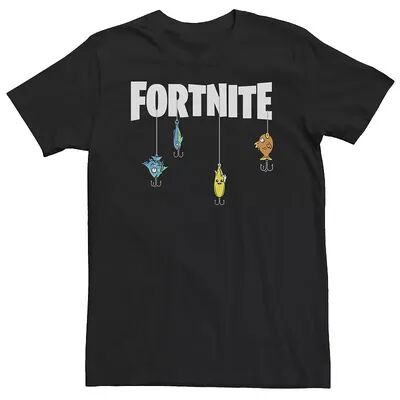 Licensed Character Big & Tall Fortnite Fishing Lures Logo Tee, Men's, Size: XL Tall, Black