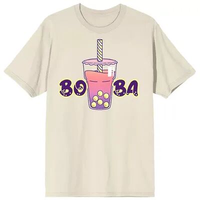 Licensed Character Men's Bobadorable Pink & Purple Boba Drink Tee, Size: Large, White