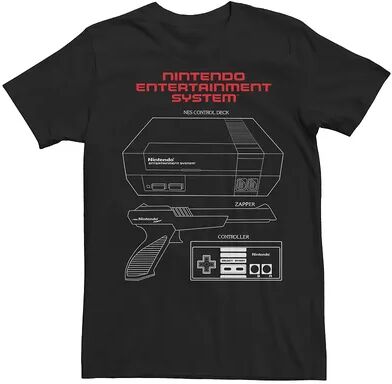 Licensed Character Men's NES Zapper Schematic Tee, Size: Medium, Black