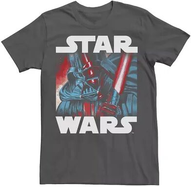 Licensed Character Men's Star Wars Darth Vader Saber Up Close and Personal Graphic Tee, Size: Large, Grey